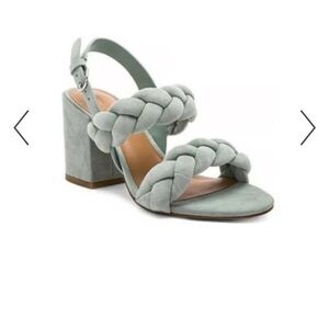 Rebecca Minkoff Light Mint Green Suede Block Heel Sandals